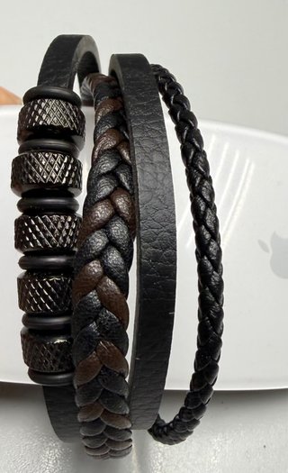 Pulsera multicapa hombre cuero