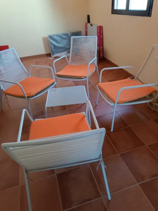 Juego de 4 Sillas de Jardín con cojines dos colore