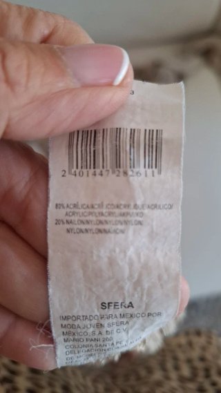 Jersey crochet beige manga francesa viene amplio