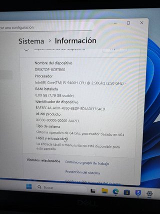 Ordenador portátil Dell i5 9 Generación