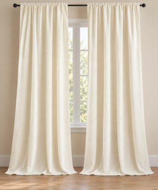 Confezione di 2 tende oscuranti in velluto 132x245cm beige