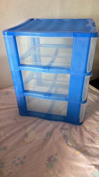 Cajonera Plástico 3 Cajones Transparente Azul