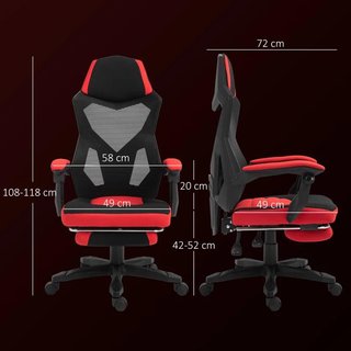 Silla Oficina Reclinable 135° con Reposapiés Roja