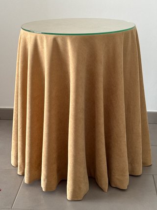 Mesita camilla con falda beige