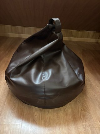 Sillón Puf de Piel Sintética Marrón