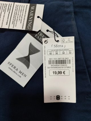 Pantalón Sfera Stretch Hombre Azul T42 nuevo
