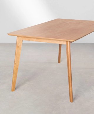 Mesa de comedor de madera y plástico