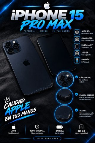 iPhone 15 Pro Max 256GB 84% Batería