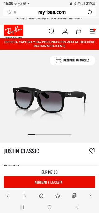 RAYBAN JUSTIN RB4165 601/8G