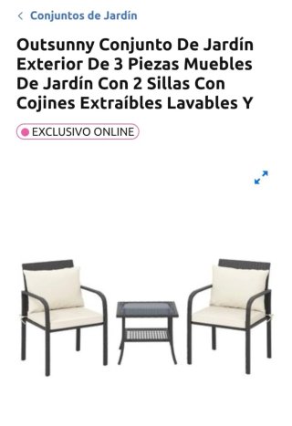 Conjunto mesa y 2 sillas exterior