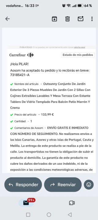 Conjunto mesa y 2 sillas exterior