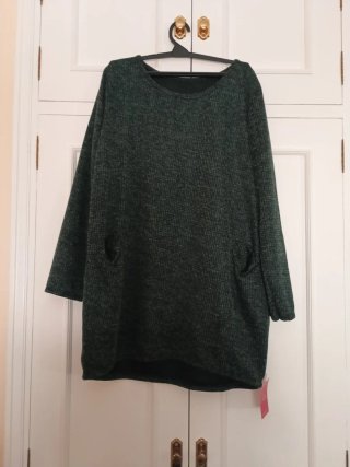 Jersey verde/negro de lana + DETALLE - Mujer - T.Ú