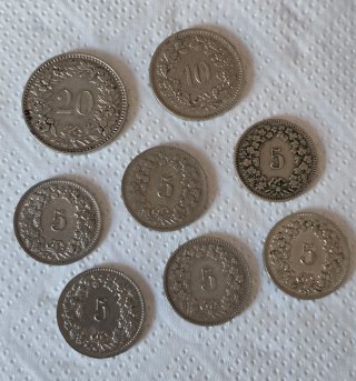 Lote de 8 Monedas Suizas