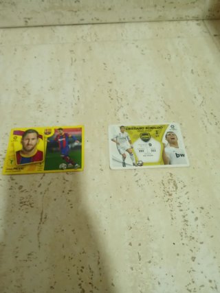 Cartas de fútbol Messi y Cristiano Ronaldo