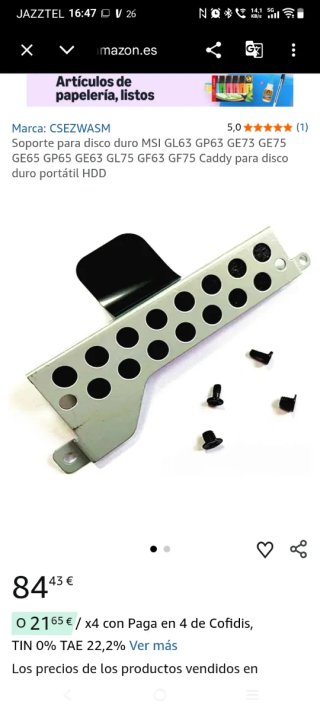 Soporte Ordenador para disco duro Hdd caddu