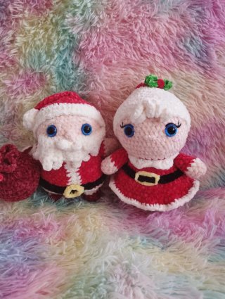 Muñecos Crochet Papá Noel y Mamá Noel