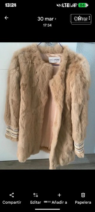 Chaqueta pelo beige MATCHPOINT talla única