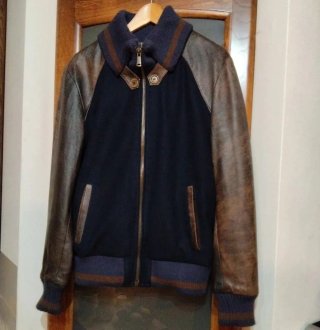 Bomber college SeeToo pelle e tessuto
