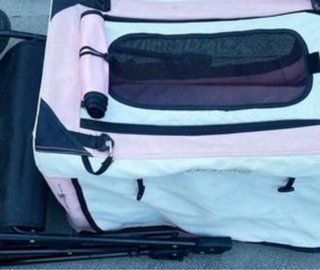 Carrito para perros rosa y blanco