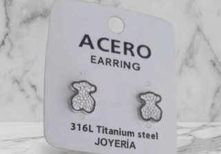 Pendientes Oso Acero Dorado