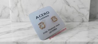 Pendientes Oso Acero Dorado