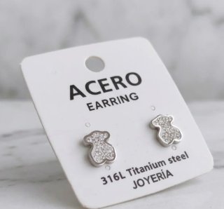 Pendientes Oso Acero Dorado
