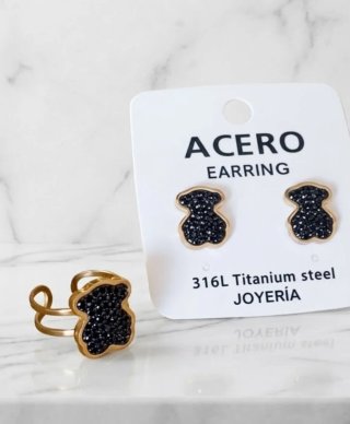 Pendientes Oso Acero Dorado