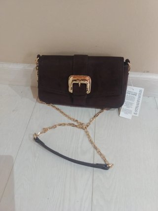 Bolso Stradivarius Marrón Efecto Ante