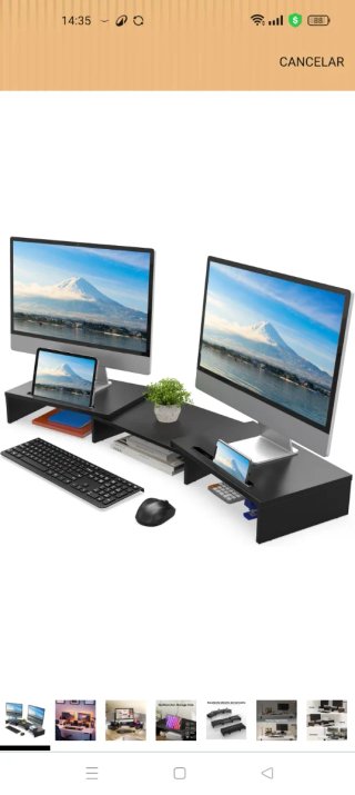 Soporte de Monitor con Ranuras para Móvil y Tablet