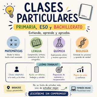 CLASES PARTICULARES PRESENCIALES BADAJOZ Y ONLINE