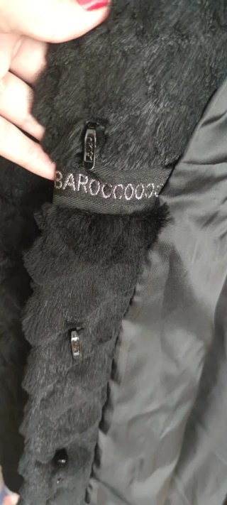 Abrigo de Pelo Roccobarocco Negro Talla 40