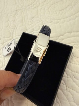 Pulsera Marea Cuero Azul y Plata