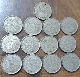 Lote 13 Monedas 50 Pesetas Franco 1957