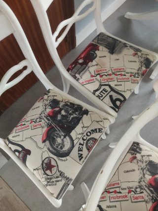 Juego de 6 sillas blancas con diseño Route 66