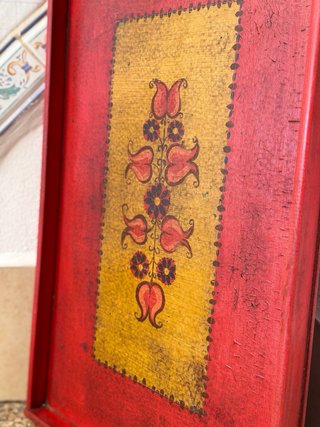Bandeja de Madera Rectangular Decorada