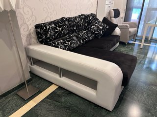 Chaiselonge 245x170cm polipiel gris y tela rustika