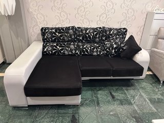 Chaiselonge 245x170cm polipiel gris y tela rustika