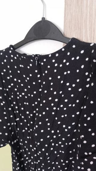 Vestido Easy Wear lunares negro y blanco talla XS