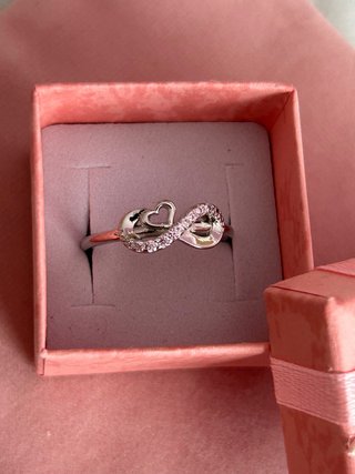 Anillo Infinito Corazón Plata y Circonitas