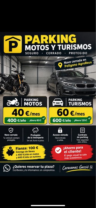 Parking para Motos y Turismos en Agroreus