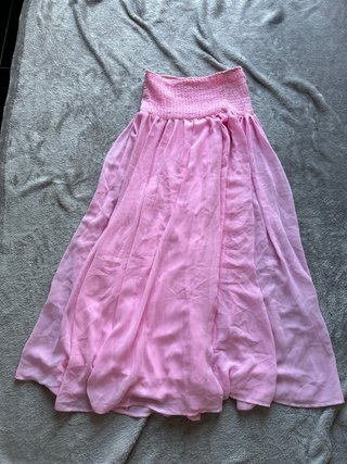 Falda Larga Plisada Rosa