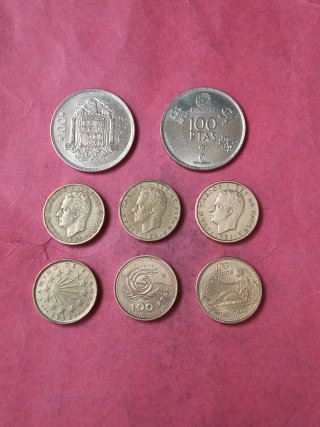 100 PESETAS JUAN CARLOS. 8 MONEDAS