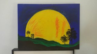 Quadro dipinto a mano con sole