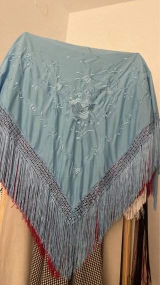 Mantón de Flamenca Rosa y Dorado