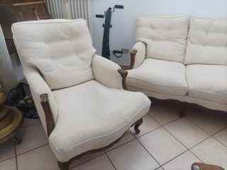 Divano e poltrone classico in tessuto beige