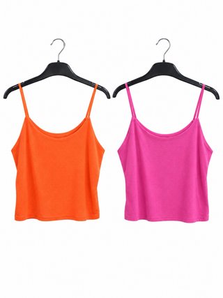 Lote 2 Tops Fluor Naranja y Rosa