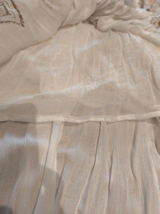 Vestido Ibicenco Talla Única Dorado y Blanco