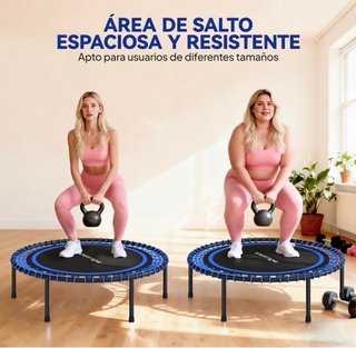 Cama elástica fitness azul y negra