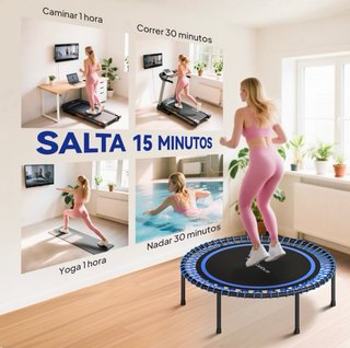 Cama elástica fitness azul y negra