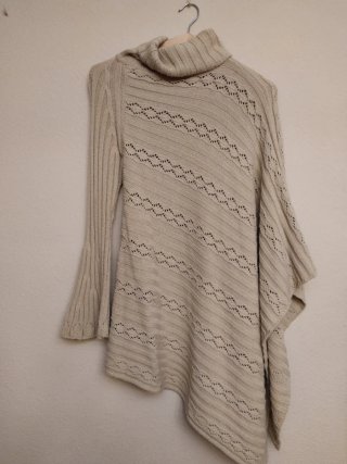 Poncho punto mujer beige talla única